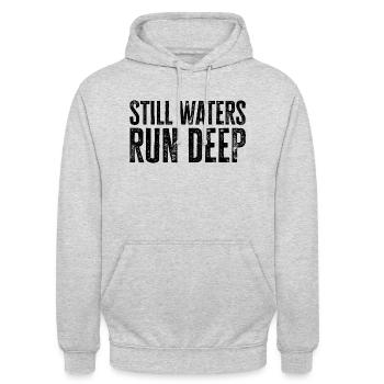 Stille Gewässer sind tief - Motivation inspirierend - Unisex Hoodie - Hellgrau meliert - Vorne - Alina (178cm) & Michal (187cm)