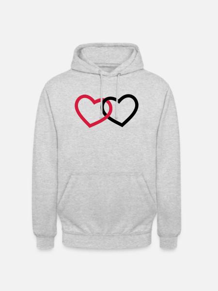 Herzen - Unisex Hoodie - Hellgrau meliert