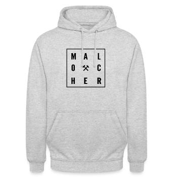 Malocher - Unisex Hoodie - Hellgrau meliert - Vorne - Alina (178cm) & Michal (187cm)