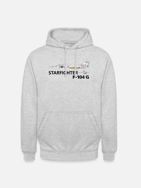 Flugzeug Starfighter F104G - Unisex Hoodie - Hellgrau meliert