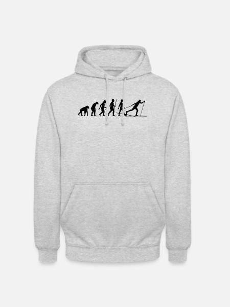 Evolution Langlaufen - Unisex Hoodie - Hellgrau meliert