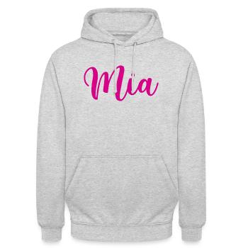 lisa, rose, écriture, écriture, rose - Sweat-shirt à capuche unisexe - gris clair chiné - Devant - Alina (178cm) & Michal (187cm)