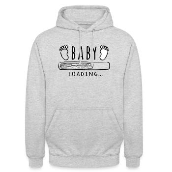 Baby Loading - Sweat-shirt à capuche unisexe - gris clair chiné - Devant - Alina (178cm) & Michal (187cm)