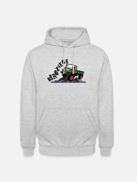 Bergziege - Unimog - Offroad - Oldtimer - Unisex Hoodie - Hellgrau meliert