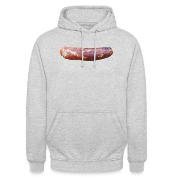 Bratwurst de Thuringe - Sweat-shirt à capuche unisexe - gris clair chiné - Devant - Alina (178cm) & Michal (187cm)