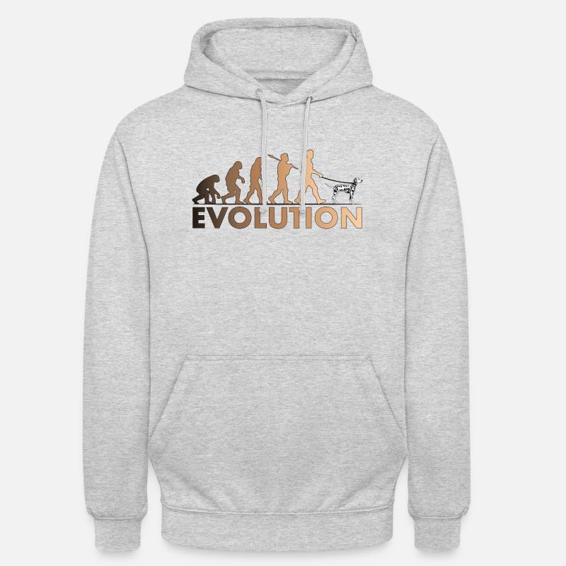 Évolution dalmate Brun - Sweat-shirt à capuche unisexe - gris clair chiné