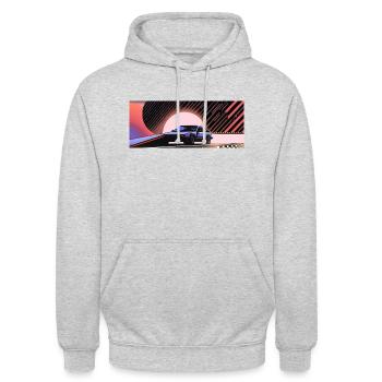 Synthwave sports car car since fiction future - Unisex Hoodie - light heather grey - Front - Alina (178cm) & Michal (187cm)