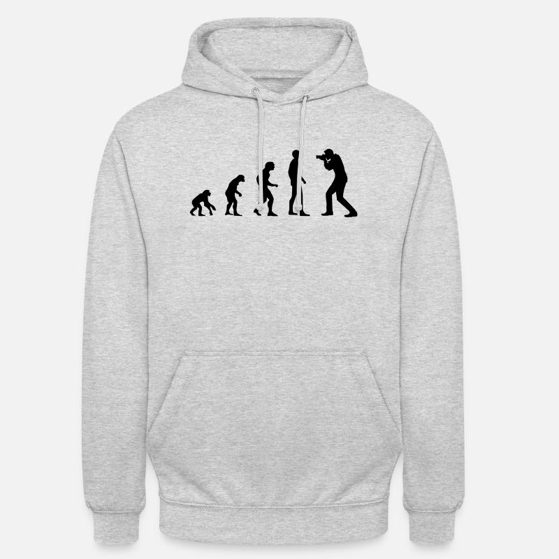 évolution photographe - Sweat-shirt à capuche unisexe - gris clair chiné