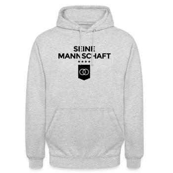 Seine Mannschaft - Unisex Hoodie - Hellgrau meliert - Vorne - Alina (178cm) & Michal (187cm)