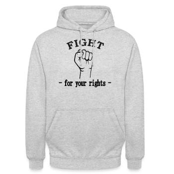 FIGHT for your rights - Sweat-shirt à capuche unisexe - gris clair chiné - Devant - Alina (178cm) & Michal (187cm)