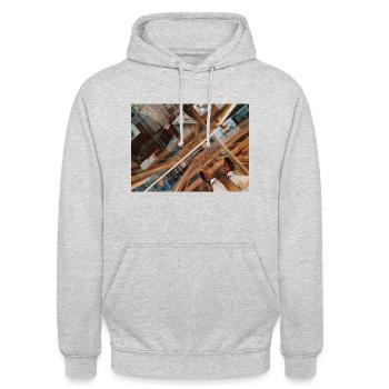 Looking Down - Unisex Hoodie - Hellgrau meliert - Vorne - Alina (178cm) & Michal (187cm)