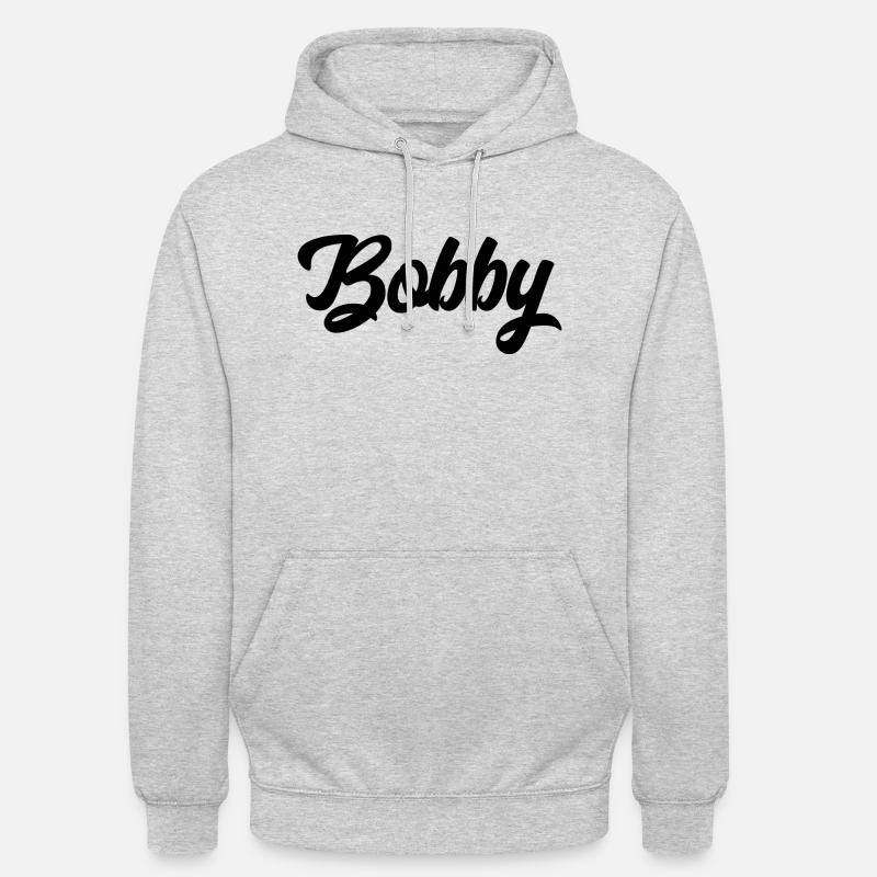 Bobby Custom Text Nom d’anniversaire - Sweat-shirt à capuche unisexe - gris clair chiné