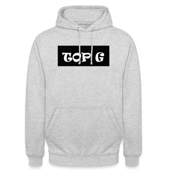 TOP G - Unisex Hoodie - Hellgrau meliert - Vorne - Alina (178cm) & Michal (187cm)