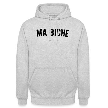 Ma biche Louis de funes - Sweat-shirt à capuche unisexe - gris clair chiné - Devant - Alina (178cm) & Michal (187cm)