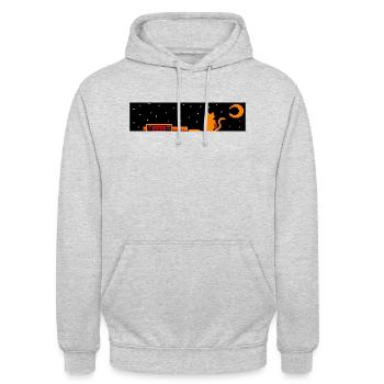 Japan trainstation cat - Unisex Hoodie - Hellgrau meliert - Vorne - Alina (178cm) & Michal (187cm)
