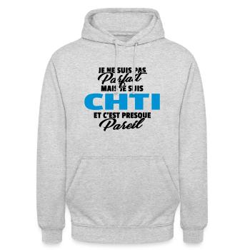 Pas parfait mais chti - Sweat-shirt à capuche unisexe - gris clair chiné - Devant - Alina (178cm) & Michal (187cm)