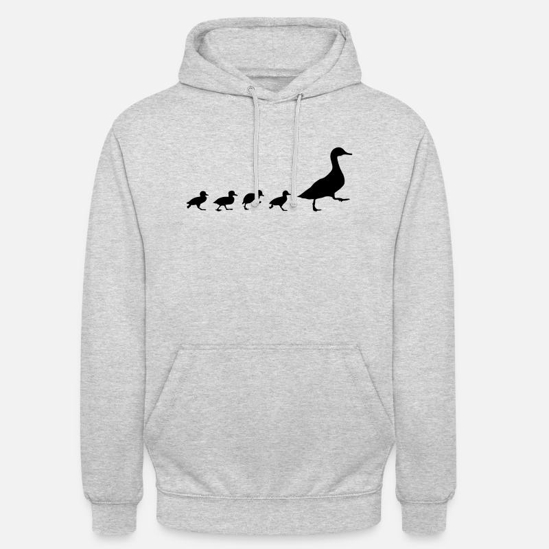 Duck and 4 chicks (super cheap!) - Sweat-shirt à capuche unisexe - gris clair chiné