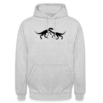 2 kampf raptor jagen silhouette schwarz umriss t-r - Unisex Hoodie - Hellgrau meliert - Vorne - Alina (178cm) & Michal (187cm)