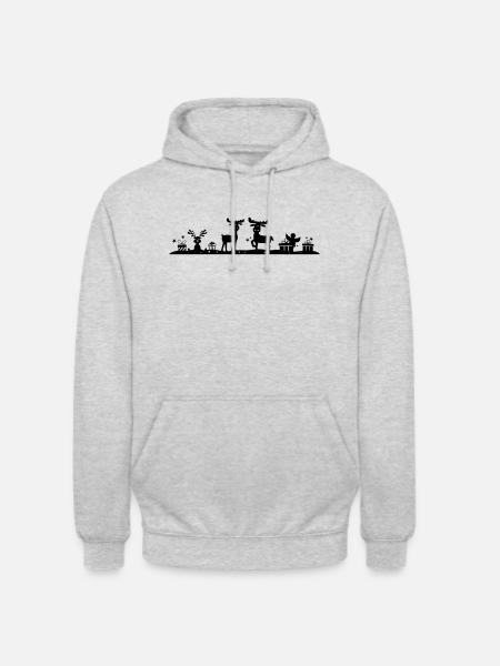 Weihnachten - Elche Wald - Unisex Hoodie - Hellgrau meliert