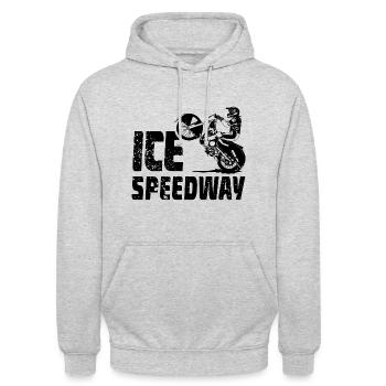 Eisspeedway - Ice speedway - Speedway on Ice - Unisex Hoodie - Hellgrau meliert - Vorne - Alina (178cm) & Michal (187cm)
