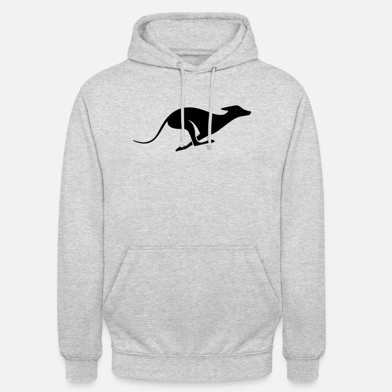 Windhund Silhouette – Lévrier, Greyhound Design - Sweat-shirt à capuche unisexe - gris clair chiné