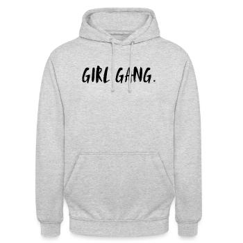 Gang de filles. Bande de filles. Gang de filles. - Sweat-shirt à capuche unisexe - gris clair chiné - Devant - Alina (178cm) & Michal (187cm)