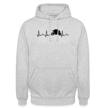 Motorrad Herzschlag Biker Geschenk - Unisex Hoodie - Hellgrau meliert - Vorne - Alina (178cm) & Michal (187cm)
