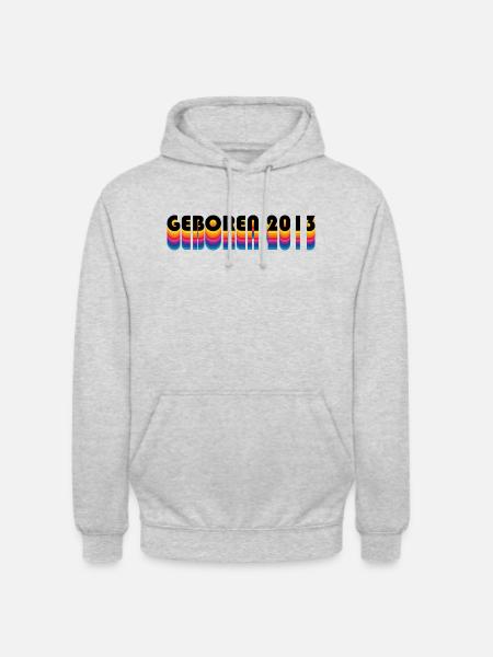 Geboren 2013 - Sweat-shirt à capuche unisexe - gris clair chiné