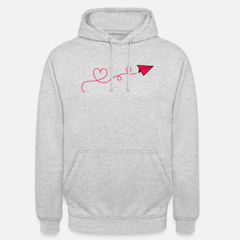 Coeur d’avion en papier - Sweat-shirt à capuche unisexe - gris clair chiné