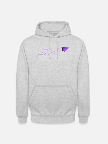 Paper Airplane Heart - Unisex Hoodie - light heather grey