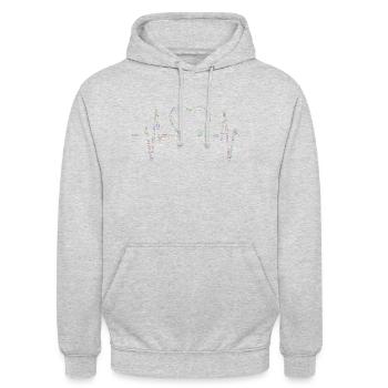 Herzschlag Musik Noten EKG - Unisex Hoodie - Hellgrau meliert - Vorne - Alina (178cm) & Michal (187cm)