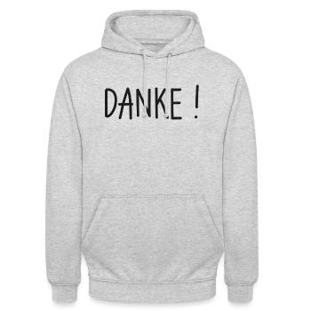 Danke! Dankeschön sagen. - Unisex Hoodie - Hellgrau meliert - Vorne - Alina (178cm) & Michal (187cm)