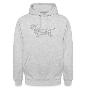 Rauhaardackel schwarz Linienzeichnung Dackelfieber - Unisex Hoodie - Hellgrau meliert - Vorne - Alina (178cm) & Michal (187cm)