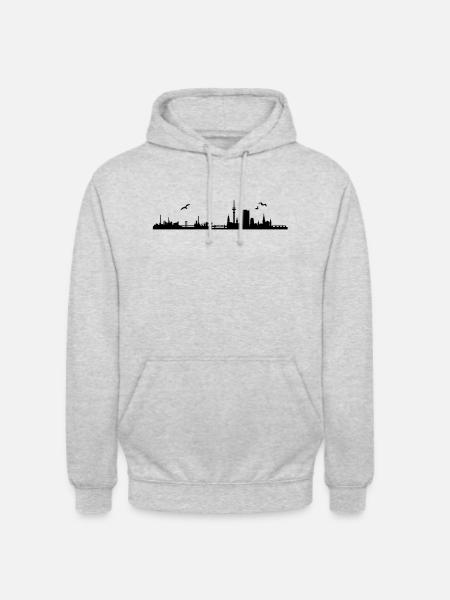 Hamburger Skyline - Unisex Hoodie - Hellgrau meliert
