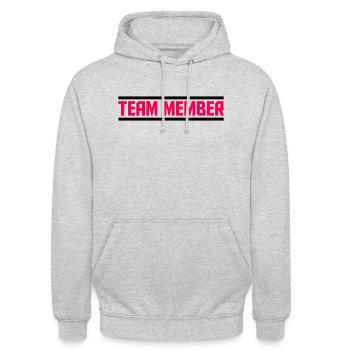 Team Member 1 - Unisex Hoodie - light heather grey - Front - Alina (178cm) & Michal (187cm)