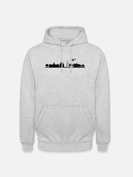 Bückeburg Skyline - Unisex Hoodie - Hellgrau meliert