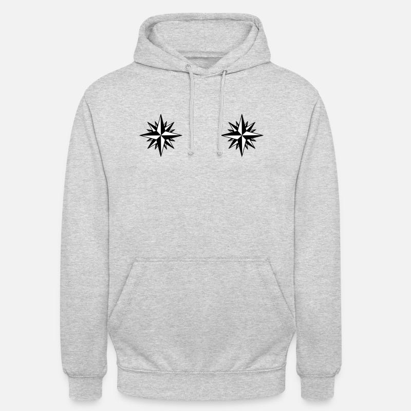 Kompass Winde Sterne - Unisex Hoodie - Hellgrau meliert