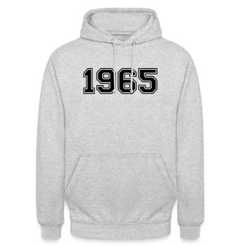 1965 - Unisex Hoodie - Hellgrau meliert - Vorne - Alina (178cm) & Michal (187cm)