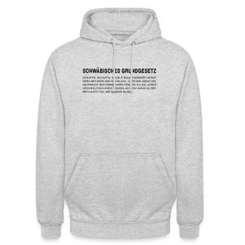 Schwäbisches Grundgesetz - Unisex Hoodie - Hellgrau meliert - Vorne - Alina (178cm) & Michal (187cm)