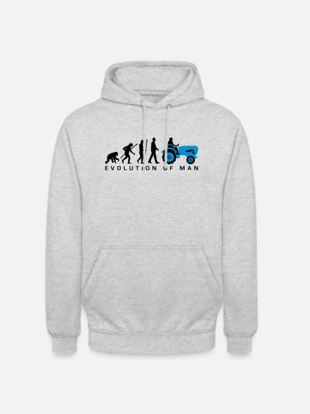 evolution_bauer_mit_traktor_032013_a_2c - Unisex Hoodie - Hellgrau meliert