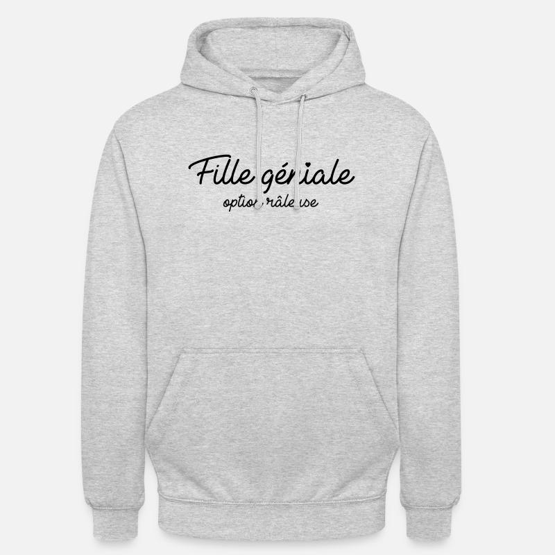Fille géniale option râleuse - Sweat-shirt à capuche unisexe - gris clair chiné