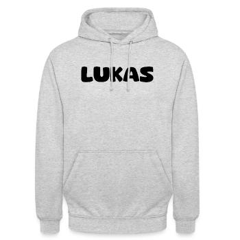 Name - Lukas - Unisex Hoodie - light heather grey - Front - Alina (178cm) & Michal (187cm)