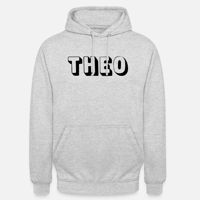 Nom - Théo - Sweat-shirt à capuche unisexe - gris clair chiné