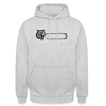 Tigre - Nom prénom - Sweat-shirt à capuche unisexe - gris clair chiné - Devant - Alina (178cm) & Michal (187cm)
