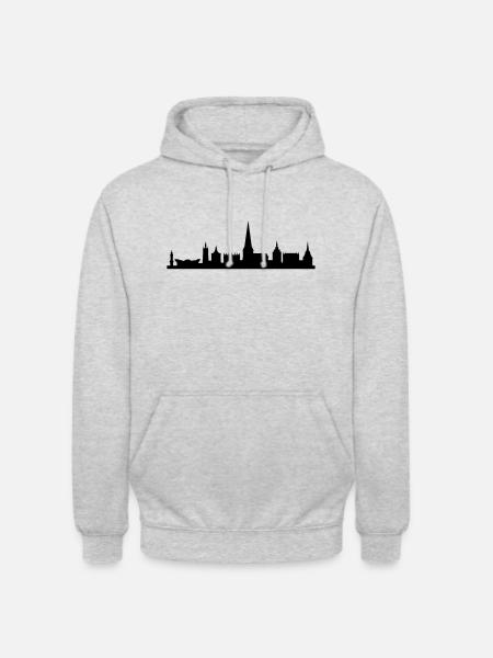 Skyline Rostock - Unisex Hoodie - Hellgrau meliert