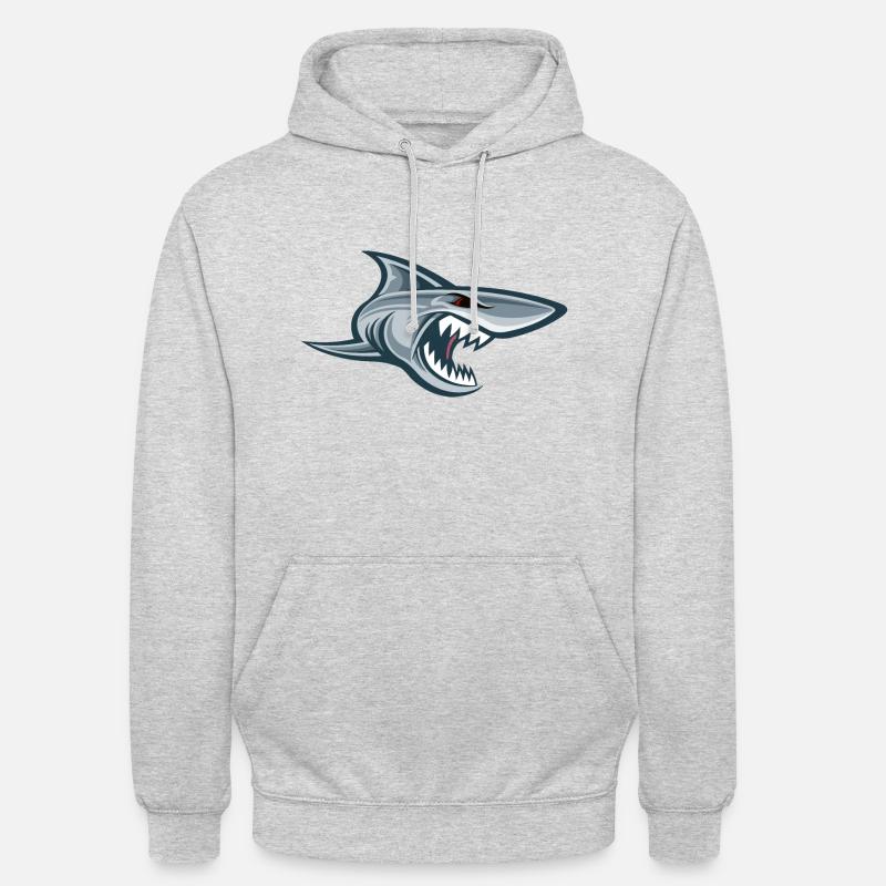 requin - Sweat-shirt à capuche unisexe - gris clair chiné
