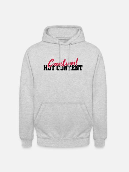 Caution Hot Content - Unisex Hoodie - Hellgrau meliert