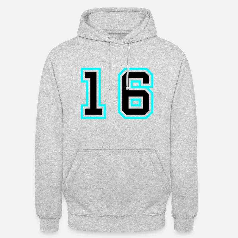 16 Symbole numérique - Sweat-shirt à capuche unisexe - gris clair chiné