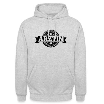 Ärztin - Unisex Hoodie - Hellgrau meliert - Vorne - Alina (178cm) & Michal (187cm)