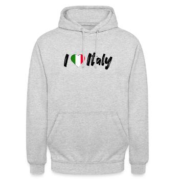 I love Italy Italien Spruch mit Herz Urlaub - Unisex Hoodie - Hellgrau meliert - Vorne - Alina (178cm) & Michal (187cm)